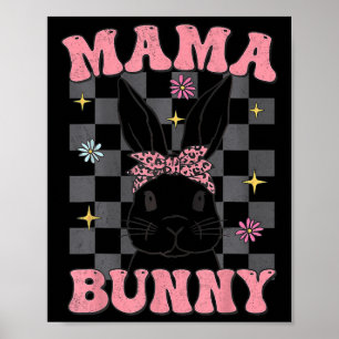 Poster Retro Super Mama Bunny Matching Famille Pâques Mam