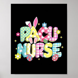 Poster Retro Super Pacu Nurse Bunny Ear Drôle Gif de Pâqu