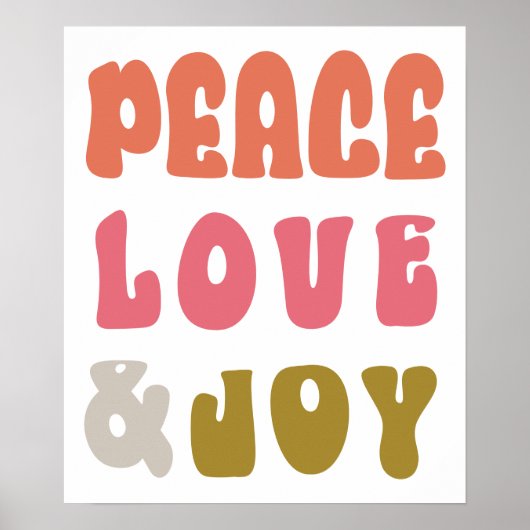 Poster Retro Super Peace Love Joie Typographie Holiday (Devant)