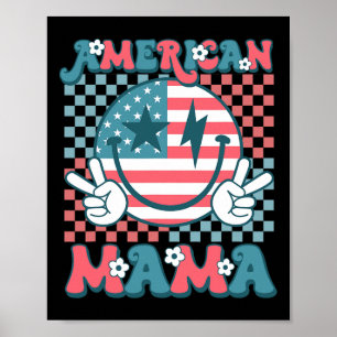 Poster Retro Super Quatrième 4 juillet Sourire pour maman