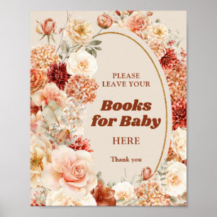 Poster Rétro super terre cuite automne livres floraux pou
