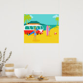 Poster Retro Surfer Couple (Cuisine)