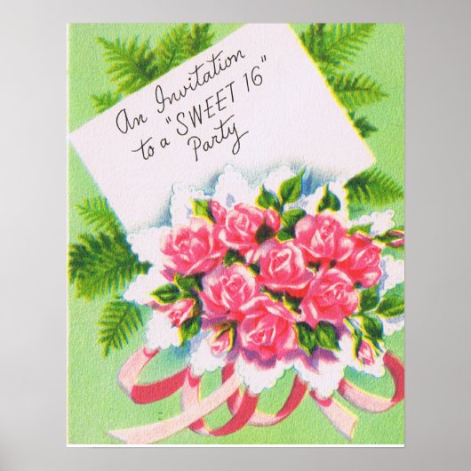 Poster Retro Sweet 16 Invitation (Devant)