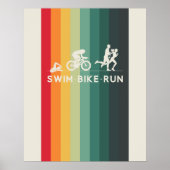Poster Retro Swim Bike Run Triathlon Icon Series (Devant)