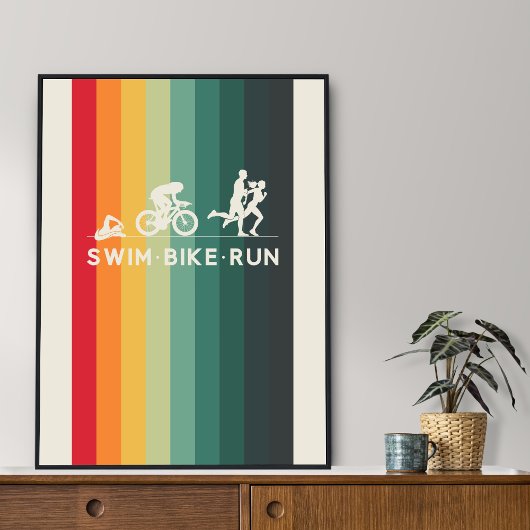 Poster Retro Swim Bike Run Triathlon Icon Series
