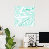 Poster Retro Swirl Liquide Aqua Peinture Verte Esthétique (Bureau à domicile)