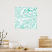 Poster Retro Swirl Liquide Aqua Peinture Verte Esthétique (Cuisine)