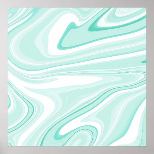 Poster Retro Swirl Liquide Aqua Peinture Verte Esthétique (Devant)