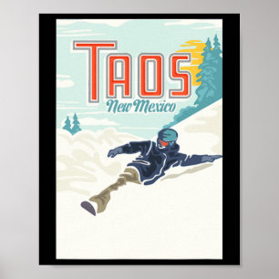 Poster Retro Taos Ski Valley Nouveau-Mexique Ski Snowboar