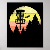 Poster Retro target basket flying disc golf sunset trees (Devant)