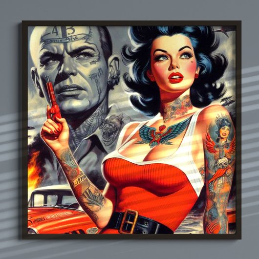 Poster Retro Tattooed Pulp Girl