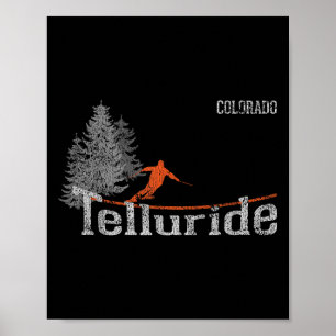 Poster Retro Telluride Colorado Ski en état de détresse