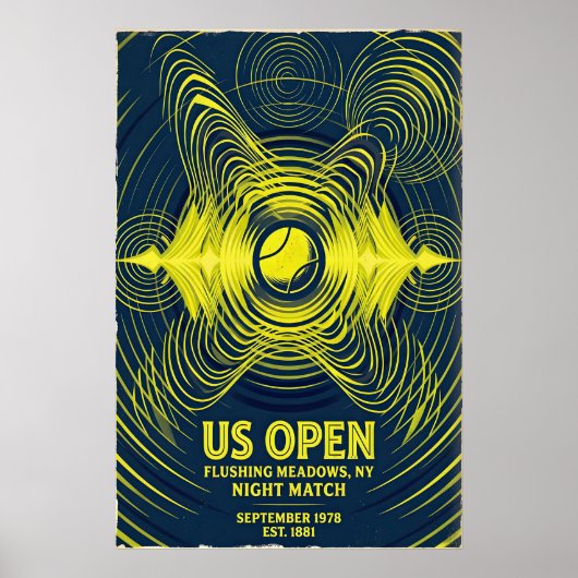 Poster Retro Tennis Poster, US Open Night Match (Flushing (Devant)