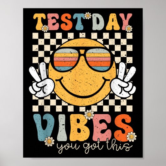 Poster Retro Test Day Vibes You Got This Motivation Teach (Devant)