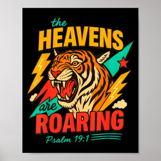 Poster Retro The Heavens Are Roaring Believer Bible Verse (Devant)