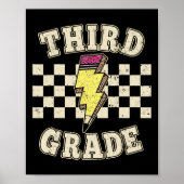 Poster Retro Third Grade Teacher Lightning Bolt Pencil Te (Devant)