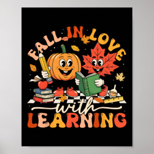 Poster Retro Tombez Amoureux De L'apprentissage Citrouill