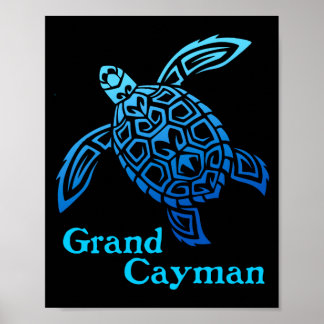 Poster Rétro tortue de mer tribale des îles grand caïman