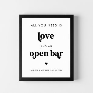 Poster Retro Tout ce dont vous avez besoin est Love Open