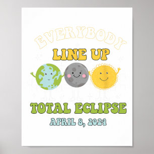 Poster Rétro Tout Le Monde S'Aligner Total Solaire Eclips