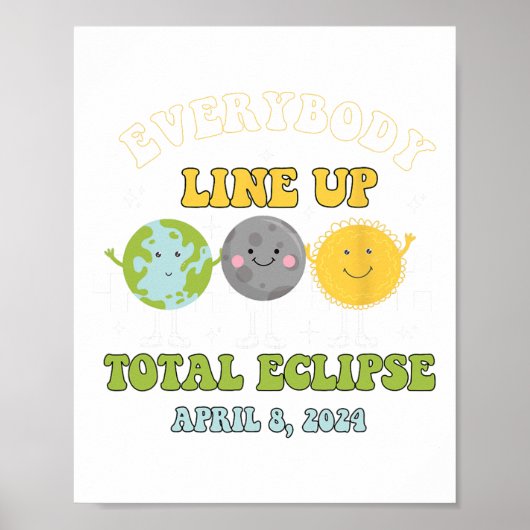 Poster Rétro Tout Le Monde S'Aligner Total Solaire Eclips (Devant)