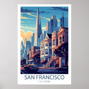 Poster Retro Travel San Francisco California Wall Art