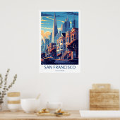 Poster Retro Travel San Francisco California Wall Art (Cuisine)