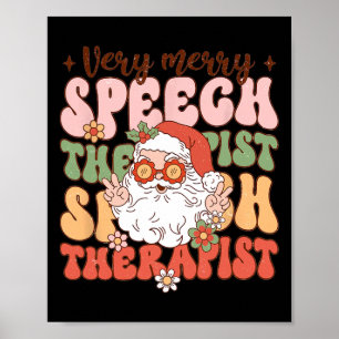 Poster Retro Très Joyeux orthophoniste Slp de Noël Bo