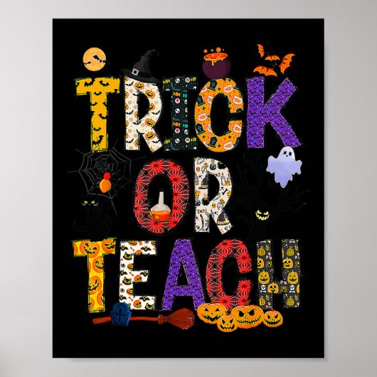 Poster Retro Trick Ou Enseignant Enseignant Costume Hallo (Devant)