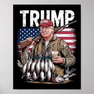 Poster Retro Trump Chasse Canard Bonjour Chasse Saison No