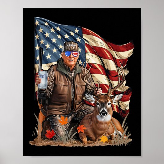 Poster Retro Trump Chasse Deer Drôle Bière Boire (Devant)