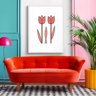 Poster Retro Tulip Duo - Gras Simplicité Florale