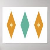 Poster Retro Turquoise Orange Cream Stars Diamonds (Devant)