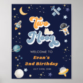Poster Retro Two Moon Space Anniversaire Bienvenue (Devant)