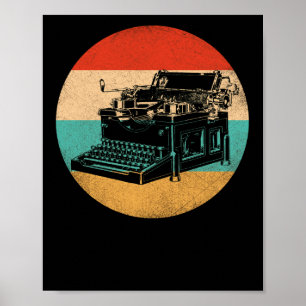Poster Rétro Typewriter Vintage Ecrivain