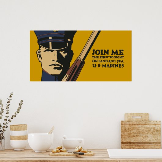 Poster Retro US Marines, Rejoignez-moi (Cuisine)