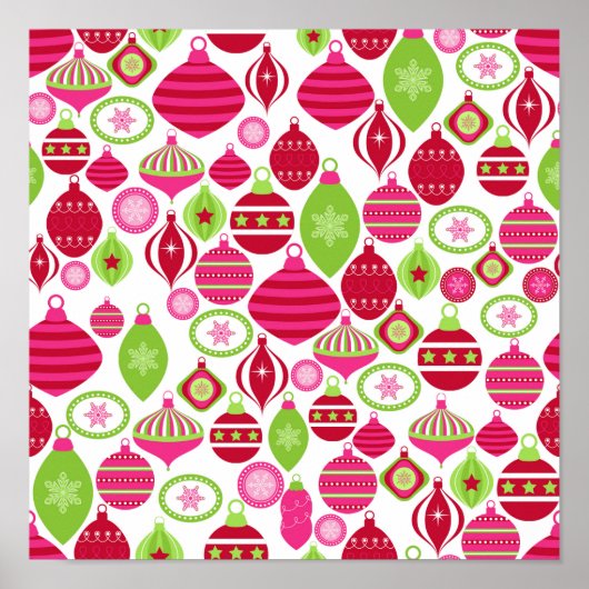 Poster Retro Vacances Ornements Motif de Noël (Devant)