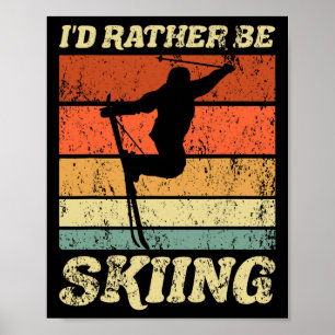 Poster Rétro Vacances ski Sports d'hiver Skieurs Je préfè