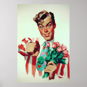 Poster Retro Valentine Flirty Guy