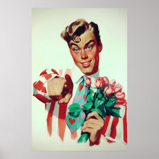 Poster Retro Valentine Flirty Guy (Devant)