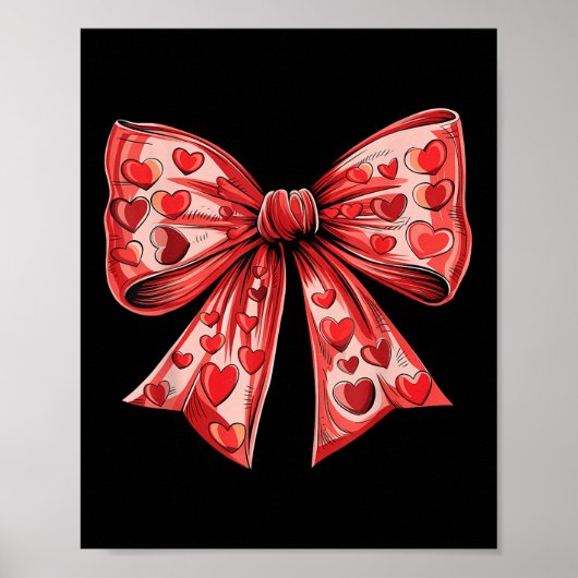 Poster Retro Valentines Day Coeur Coquette Bow Femmes Enf (Devant)