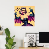 Poster Rétro Vampire femme (Bureau à domicile)