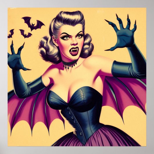 Poster Rétro Vampire femme (Devant)