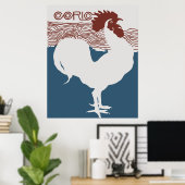 Poster Retro vectoriel art nouveau Revue française (Bureau à domicile)