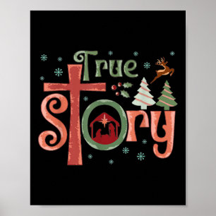 Poster Rétro Véritable Histoire Jésus Noël Nativité Scène