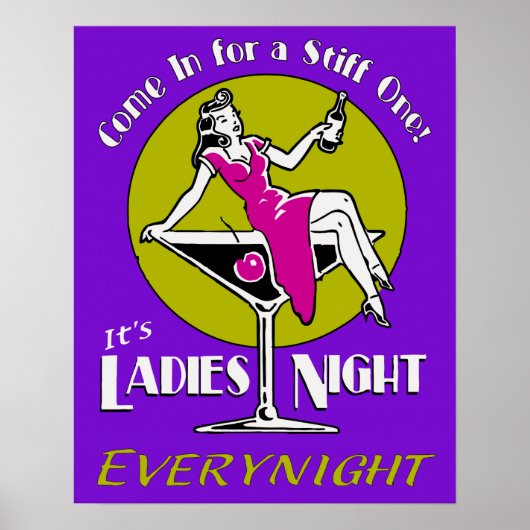 Poster Retro vibrante Ladies Night (Devant)