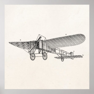 Poster Rétro vieil avion d'appui vertical d'avion vintage