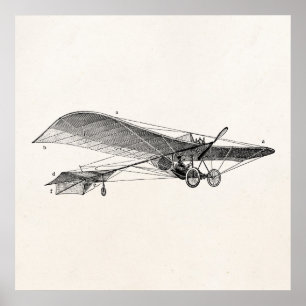 Poster Rétro vieil avion d'appui vertical d'avion vintage