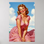 Poster Retro Vieux Hollywood Glamor Blonde Femme Pin-up A (Devant)