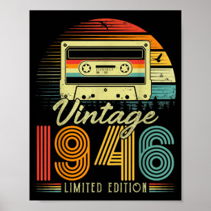 Poster Rétro Vintage 1946 Édition Limitée 80 Ans Bi